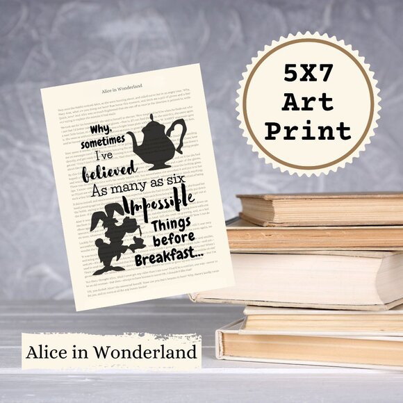 Alice in Wonderland Book Page Wall Art Print - Picture 1 of 2